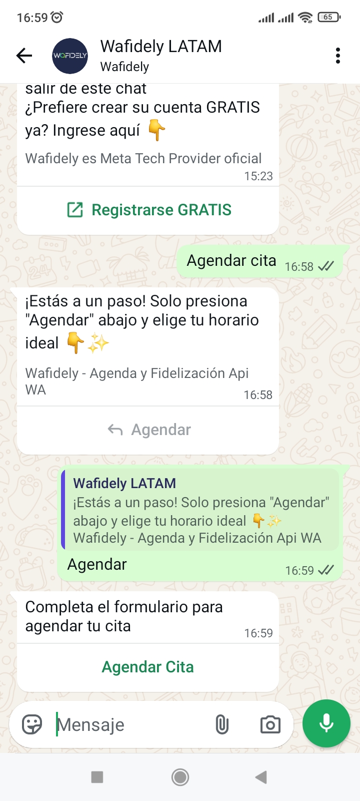 Agendamiento Nativo — API Oficial de Meta