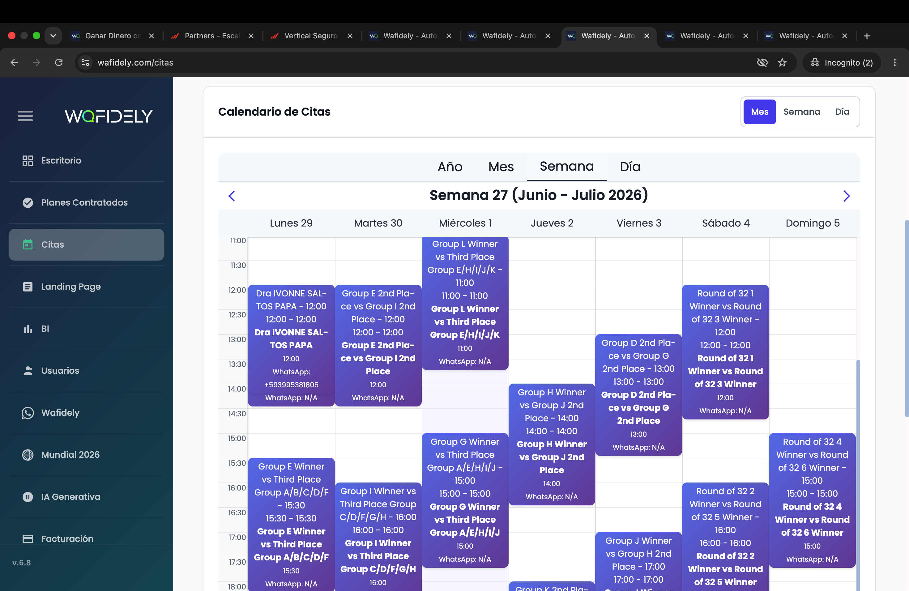 Calendario de Citas (Vista Privada)