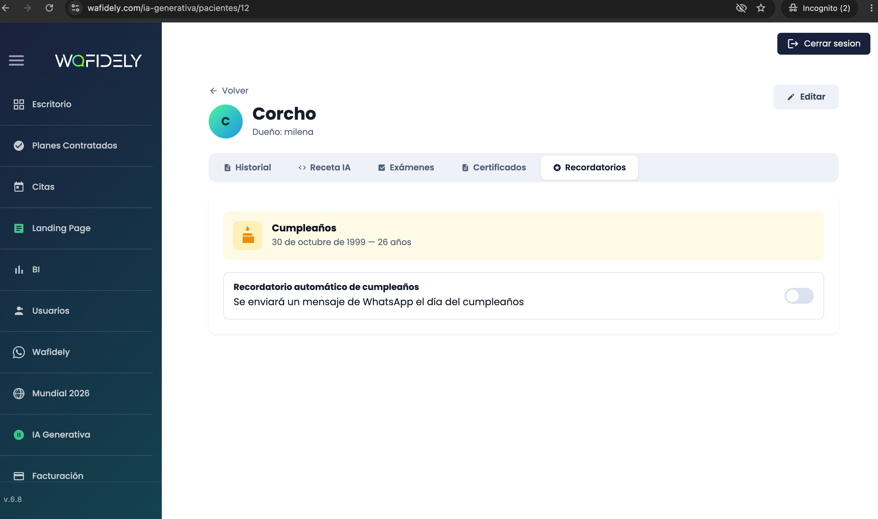 Recordatorios de Cumpleaños